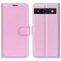 Miniatyrbild 1 av 6: Google Pixel 7A Fodral Litchi Textur Läder Ljus Rosa
