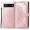 Miniatyrbild 1 av 6: Google Pixel 6A Fodral Mandala Läder Roséguld