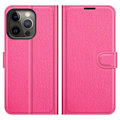 Miniatyrbild 1 av 6: iPhone 13 Pro Max - Litchi Slim Läder Fodral - Rosa
