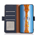 Miniatyrbild 4 av 6: KHAZNEH Galaxy S23 Fodral RFID Litchi Äkta Läder Blå