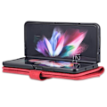 Miniatyrbild 3 av 6: AZNS Galaxy Z Fold 5 Fodral Läder Röd