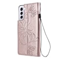 Miniatyrbild 4 av 5: Samsung Galaxy S21 - Butterfly Läder Fodral - Roséguld Roséguld Roséguld