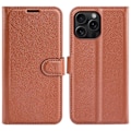 Miniatyrbild 1 av 6: iPhone 16 Pro Fodral Litchi Läder Brun