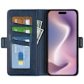 Miniatyrbild 2 av 6: iPhone 16 Pro Max Fodral Flip Läder Mörk Blå