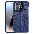 Miniatyrbild 1 av 6: iPhone 15 Pro Max Skal Litchi Textur Blå