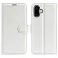 Miniatyrbild 1 av 6: iPhone 16 Plus Fodral Litchi Läder Vit