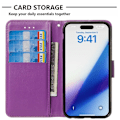 Miniatyrbild 3 av 6: iPhone 15 Fodral Solid Läder Med Snodd Lila