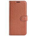 Miniatyrbild 5 av 6: iPhone 16 Pro Max Fodral Litchi Läder Textur Brun
