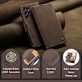 Miniatyrbild 4 av 6: CASEME Samsung Galaxy S23 Ultra Fodral Flip Läder Mörk Brun