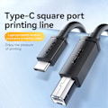 Miniatyrbild 2 av 6: JASOZ 2m USB-C till USB Type B 2.0 Svart
