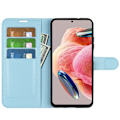 Miniatyrbild 2 av 6: Xiaomi Redmi Note 12 4G Fodral Litchi Läder Ljus Blå