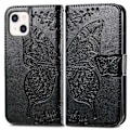 Miniatyrbild 1 av 6: iPhone 13 - Butterfly Print Läder Fodral - Svart