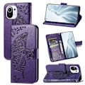 Miniatyrbild 1 av 5: Xiaomi Mi 11 - Butterfly Läder Fodral - Lila Purple Lila