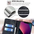 Miniatyrbild 4 av 6: iPhone 15 Plus Fodral RFID Flip Retro Blå