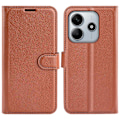 Miniatyrbild 1 av 6: Xiaomi Redmi Note 14 5G Fodral Litchi Läder Brun