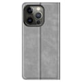 Miniatyrbild 6 av 6: iPhone 13 Pro Max - Solid Läder Flip Fodral - Grå