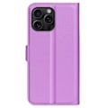 Miniatyrbild 6 av 6: iPhone 16 Pro Max Fodral Litchi Läder Textur Lila