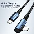 Miniatyrbild 2 av 6: ESSAGER 2m 100W PD USB-C - USB-C Elbow Laddningskabel Svart