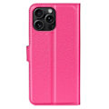 Miniatyrbild 6 av 6: iPhone 16 Pro Max Fodral Litchi Läder Textur Rosa