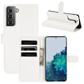 Miniatyrbild 1 av 5: Samsung Galaxy S21 Plus - Litchi Läder Fodral - Vit White Vit