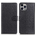 Miniatyrbild 1 av 6: iPhone 16 Pro Fodral Litchi Läder Svart