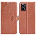 Miniatyrbild 1 av 6: Xiaomi Redmi 10 5G Fodral Litchi Läder Brun