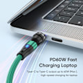 Miniatyrbild 3 av 5: ENKAY 1 m 2in1 PD 60W USB-C - Lightning/USB-C 360° Magnetkabel