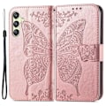 Miniatyrbild 1 av 5: Samsung Galaxy A25 5G Fodral Läder Big Butterfly Roséguld