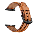 Miniatyrbild 1 av 5: Äkta Läder Armband Apple Watch 42/44/45/49 mm Brun Brown Brun
