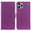 Miniatyrbild 1 av 6: iPhone 16 Pro Max Fodral Läder Litchi Textur Lila