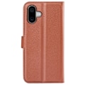 Miniatyrbild 6 av 6: iPhone 16 Plus Fodral Litchi Läder Brun