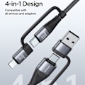 Miniatyrbild 2 av 6: Joyroom 1.2 m 4in1 USB-C/USB-A - USB-C / Lightning Svart
