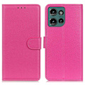 Miniatyrbild 1 av 6: Motorola Edge 50 Fodral Litchi Läder Rosa