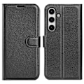 Miniatyrbild 1 av 6: Samsung Galaxy S24 FE Fodral Litchi Läder Textur Svart