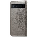 Miniatyrbild 3 av 6: Google Pixel 6A Fodral Mandala Läder Grå