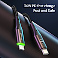 Miniatyrbild 2 av 6: Mcdodo 36W 1.2m USB-C - Lightning Kabel LED Svart