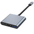 Miniatyrbild 2 av 6: Tech-Protet 3in1 USB-C Hub USB-A / HDMI / USB-C Grå