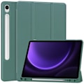 Miniatyrbild 1 av 6: Samsung Galaxy Tab S9 FE Fodral Läder Pennhållare Svartgrön