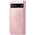 Miniatyrbild 3 av 6: Google Pixel 6A Fodral Mandala Läder Roséguld