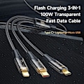 Miniatyrbild 2 av 6: Mcdodo 1.2m 100W 3in1 Lightning/USB-C/MicroUSB Svart