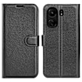 Miniatyrbild 1 av 6: Xiaomi Redmi 13C 4G Fodral Litchi Läder Svart