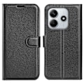 Miniatyrbild 1 av 6: Xiaomi Redmi Note 14 4G Fodral Litchi Läder Svart