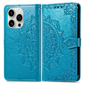 Miniatyrbild 1 av 6: iPhone 16 Pro Max Fodral Mandala Läder Blå