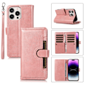 Miniatyrbild 1 av 6: iPhone 15 Fodral Multifunktionell Split Läder Roséguld