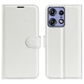 Miniatyrbild 1 av 6: Motorola Edge 50 Pro 5G Litchi Läder Fodral Vit