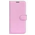 Miniatyrbild 5 av 6: Google Pixel 8A Litchi Läder Fodral Ljus Rosa