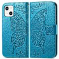 Miniatyrbild 1 av 6: iPhone 13 - Butterfly Print Läder Fodral - Blå