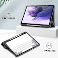 Miniatyrbild 2 av 5: Galaxy Tab S7 FE/S7 Plus/S8 Plus Tri-Fold Fodral Med Pennhållare Mörk Blå Mörkblå
