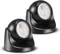 6000K Waterproof Wireless Battery Powered LED Wall Light with Motion Sensor - Automatic On/Off (2 Pieces, Cool White)
