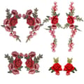 8 st broderade blomsterlappar sy på lappar ros lapp po